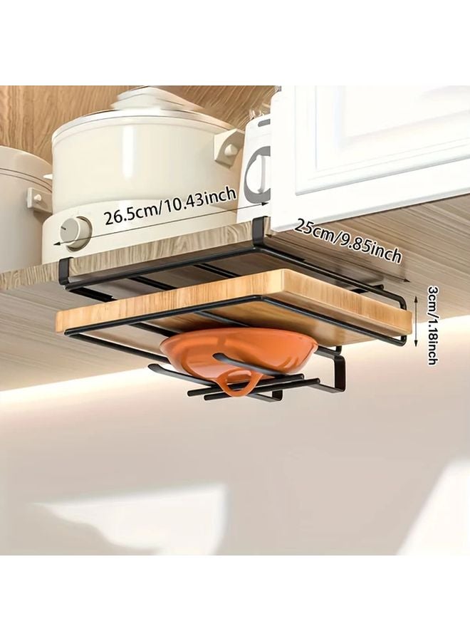 Black Metal Cabinet Door Storage Rack With Hooks For Kitchen Utensils - Image 5